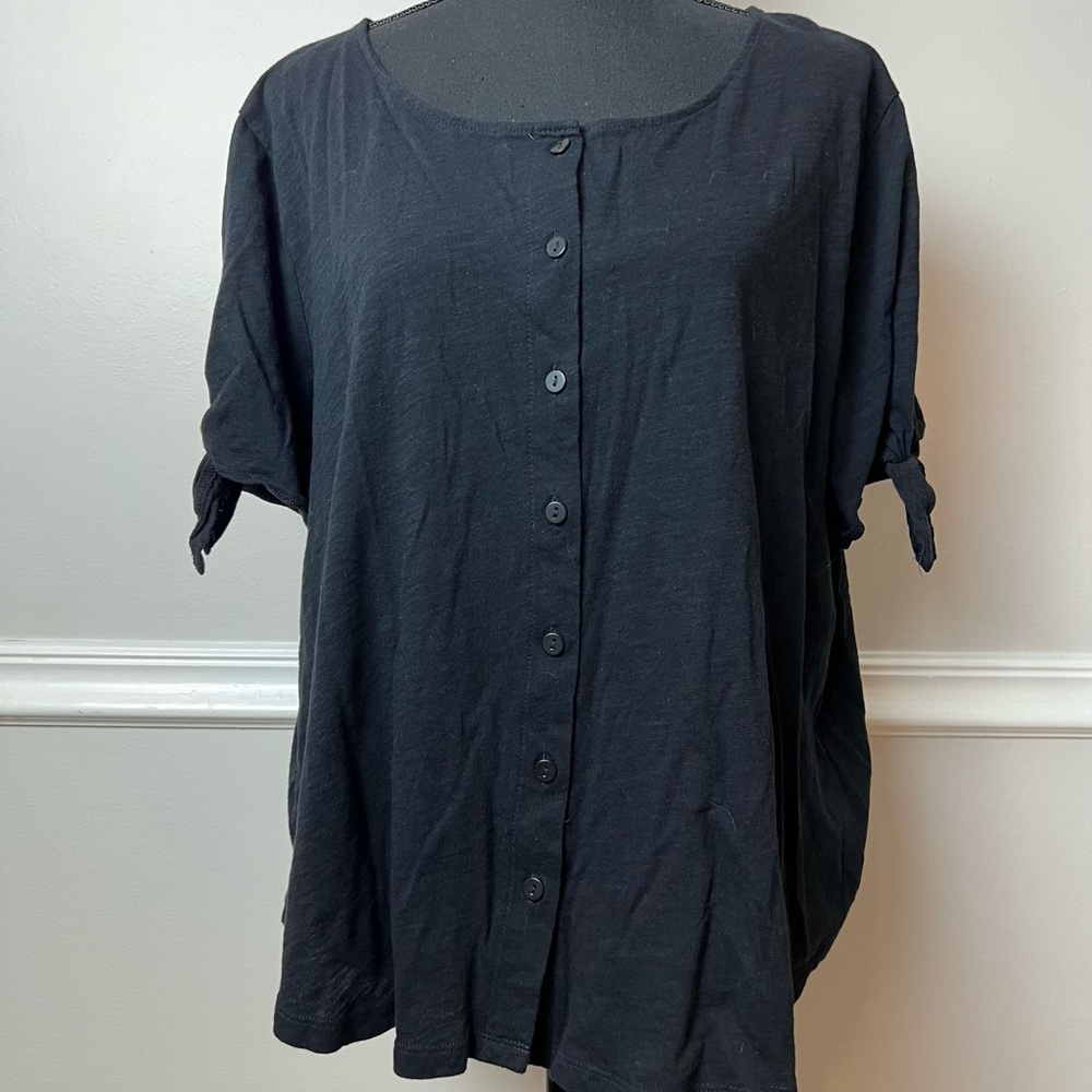 Ann Taylor Loft Outlet Button Front Tie Sleeve Tee size XL